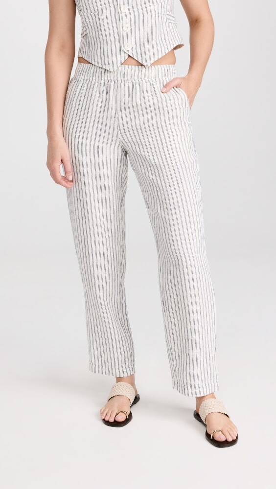 

Брюки Alex Mill Standard Pull Ons in Double Stripe Linen, нави