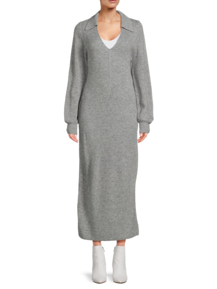 Платье-поло Midaxi из смесовой шерсти Filoro, цвет Medium Grey