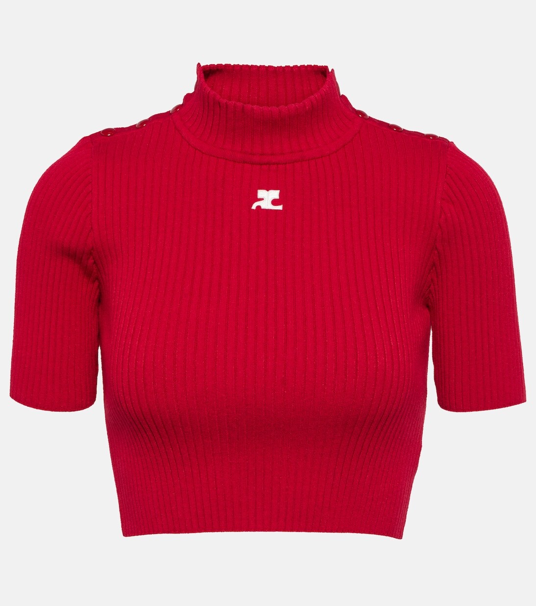 

Укороченный свитер ребристой вязки Courrèges, белый