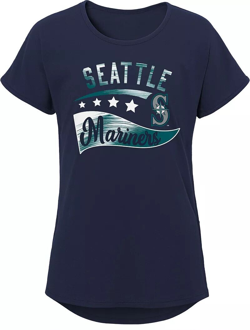 

Outerstuff Темно-синяя футболка Seattle Mariners Big Wave для девочек 8–20 лет MLB Team Apparel, Синий