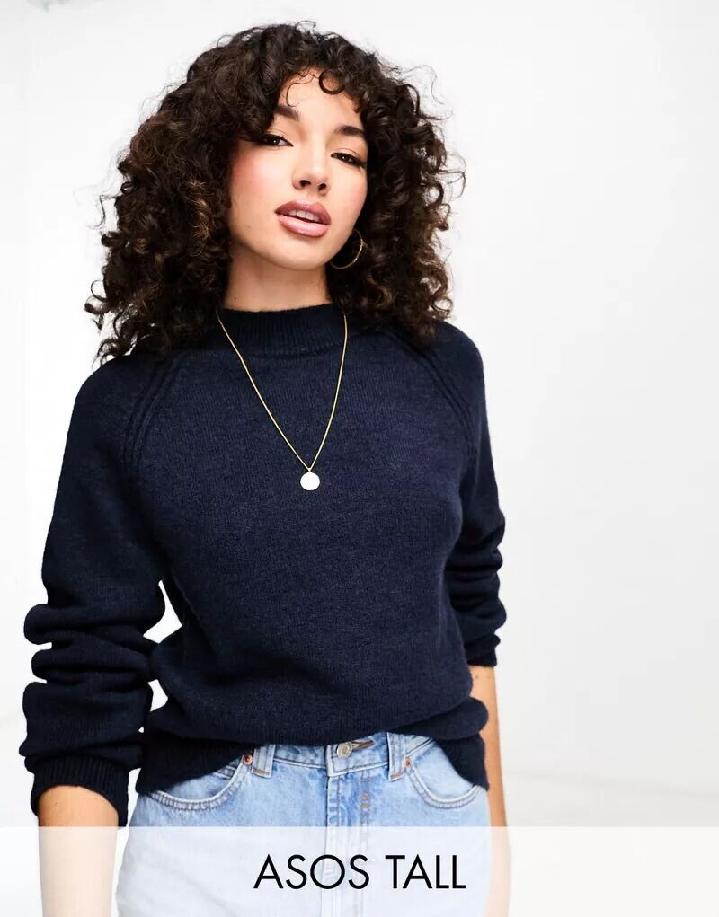 

ASOS DESIGN Tall – темно-синий свободный джемпер с круглым вырезом