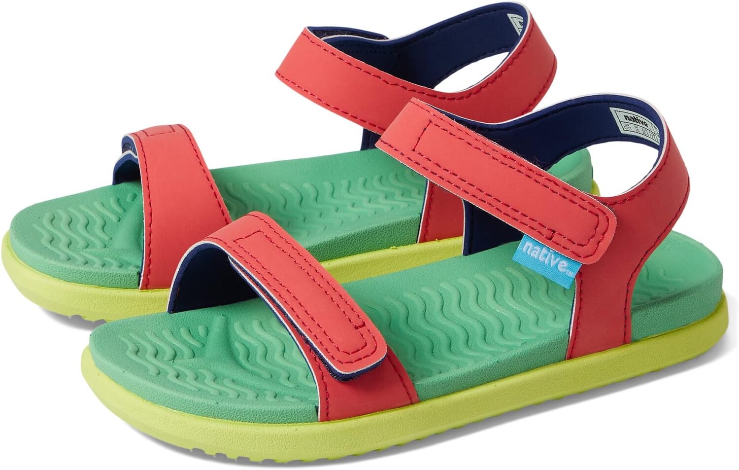 

Сандалии на плоской подошве Charley Sugarlite Native Shoes Kids, цвет Hyper Red/Candy Green/Celery Green