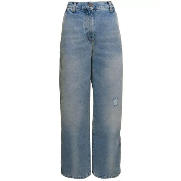 

Джинсы 'paris' ripped jeans with wide leg in cotton Palm Angels, синий