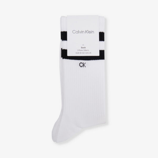 

Комплект из двух носков из смесового хлопка с фирменной ребристой отделкой Calvin Klein, белый