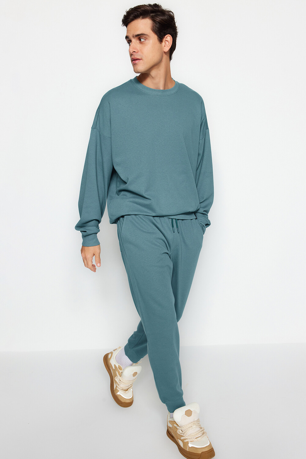 

Комплект спортивного костюма - Синий - Oversize Trendyol