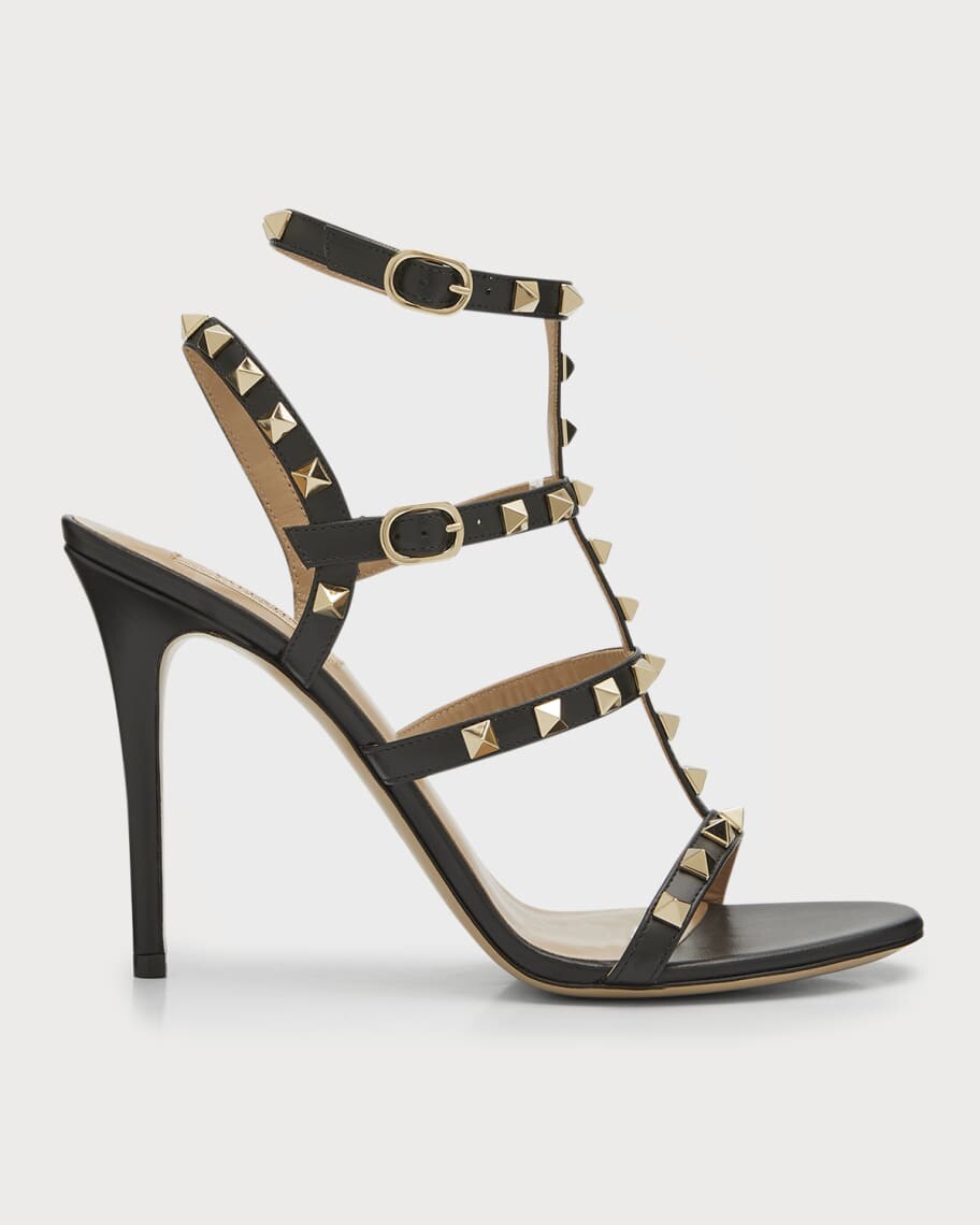 

Кожаные босоножки на высоком каблуке Rockstud 105 мм в клетку Valentino Garavani