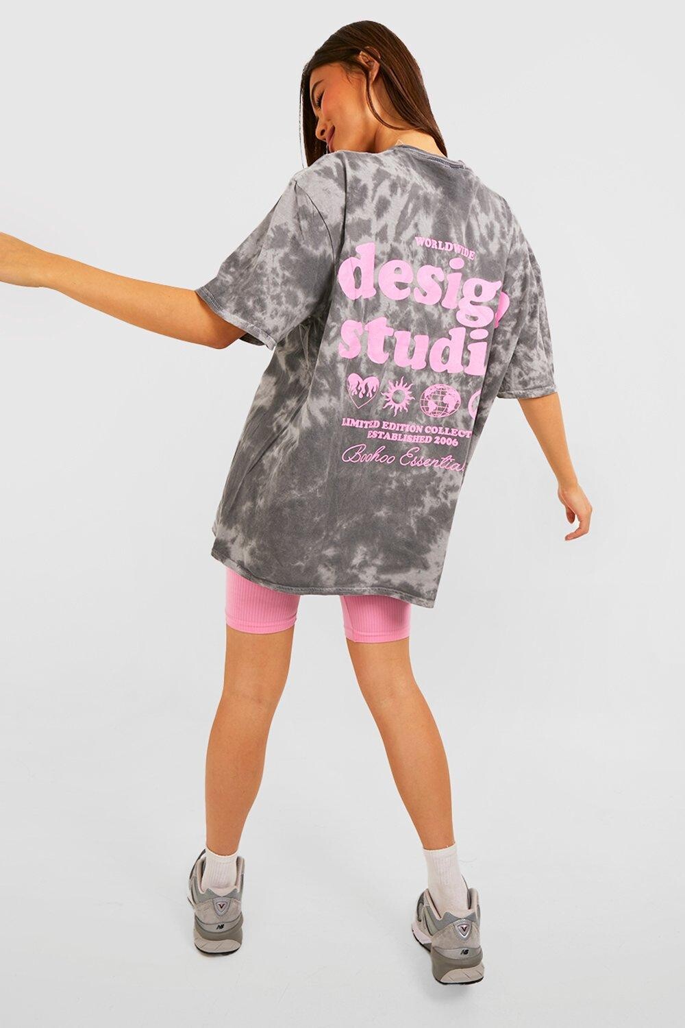 

Футболка оверсайз design studio dye Boohoo, угольный