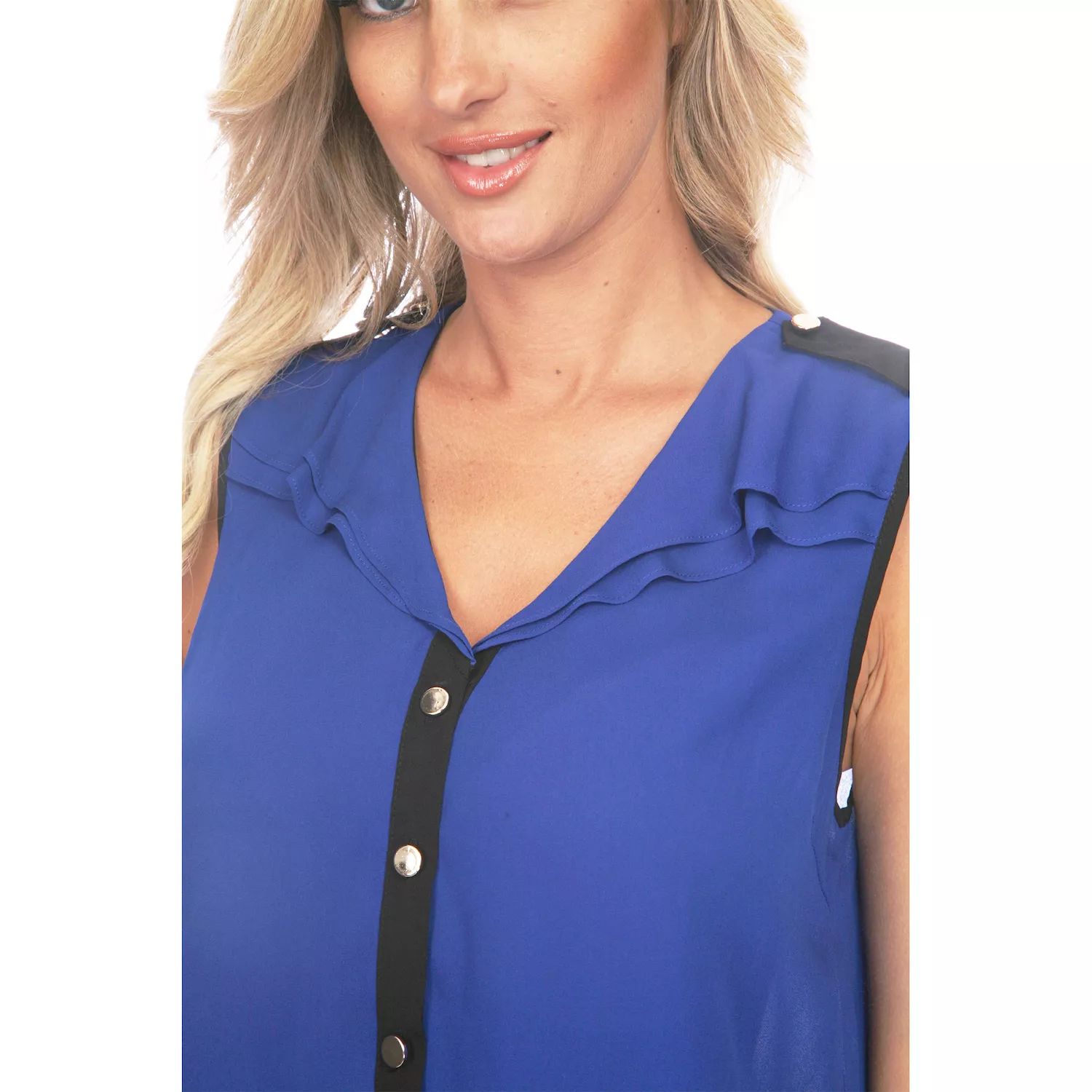 цена Женская шифоновая блузка без рукавов на пуговицах WM Fashion