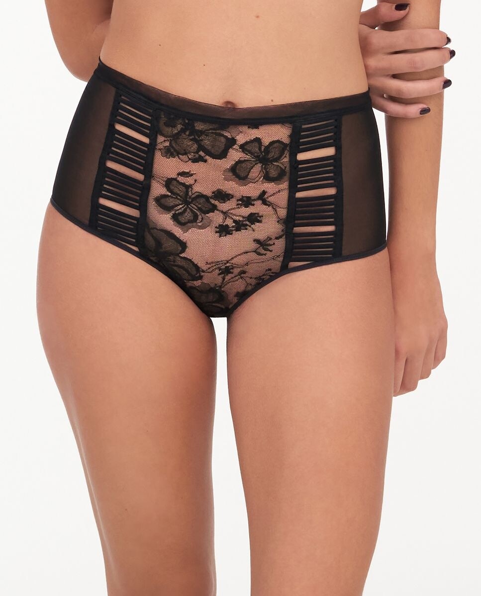 

Высокие трусы Impulse с цветочным кружевом и тюлем CHANTELLE X, черный