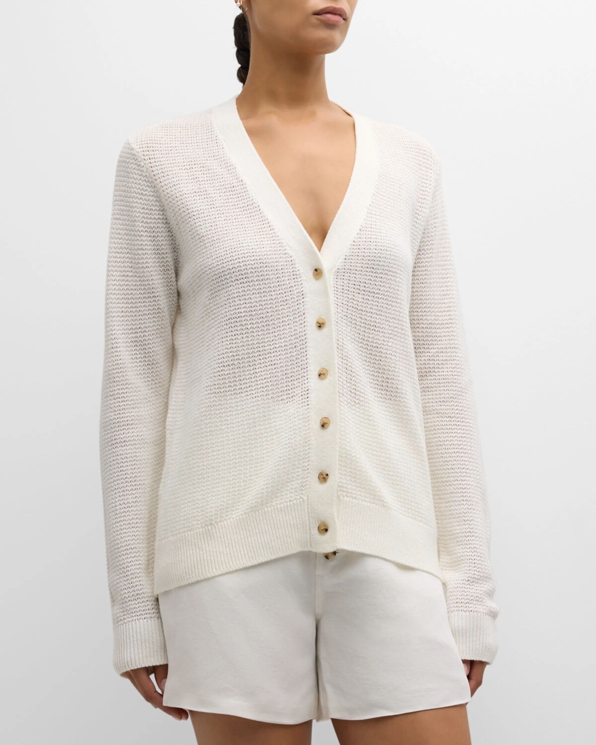 

Кардиган льняной вязки Onia, цвет White