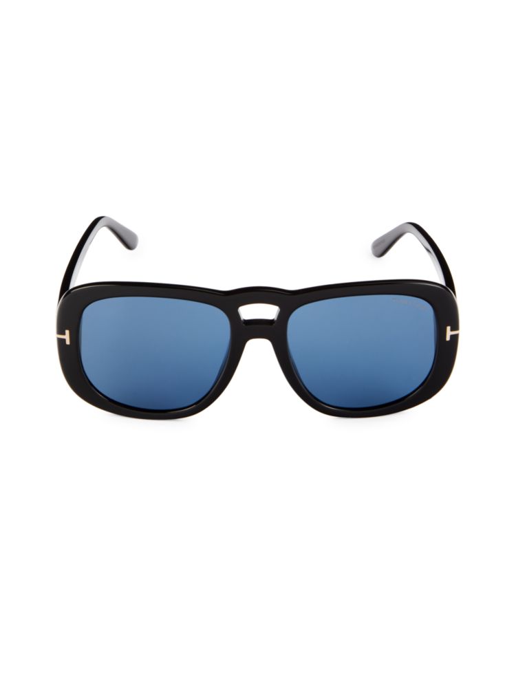 Овальные солнцезащитные очки 56MM Tom Ford, цвет Black Blue цена и фото