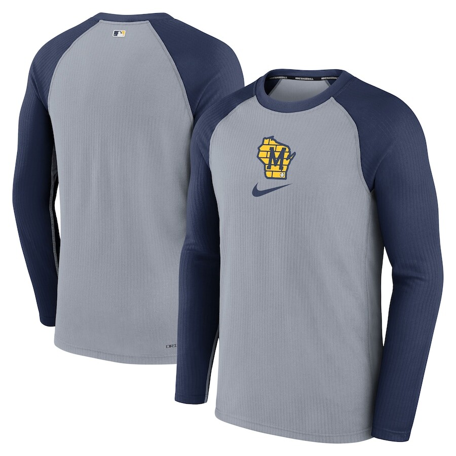 

Футболка с длинным рукавом Nike Milwaukee Brewers, серый