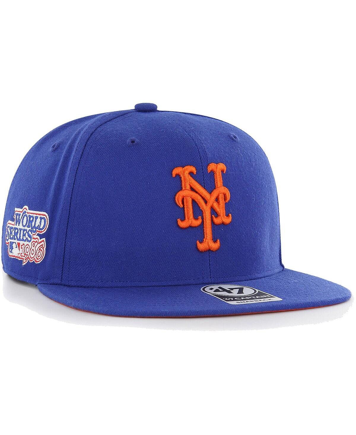 

Мужская кепка Royal New York Mets 1986 World Series Sure Shot Captain Snapback '47 Brand