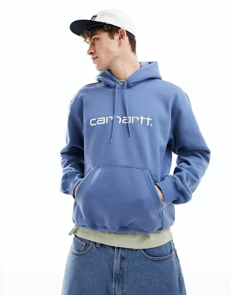 

Синяя толстовка с надписью Carhartt WIP