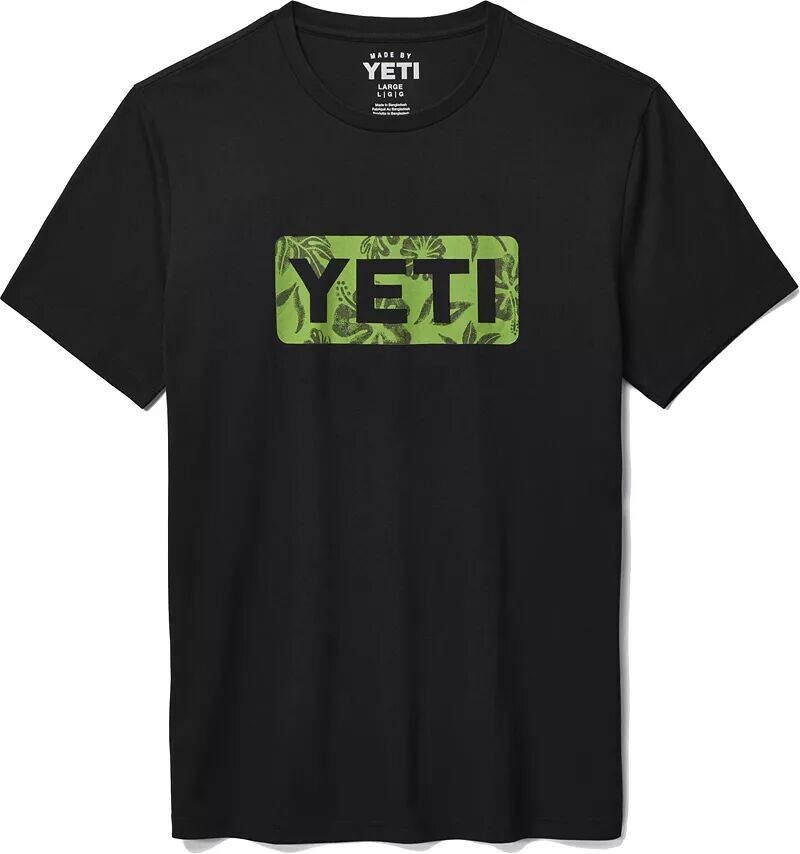 

Мужская футболка Yeti с коротким рукавом и цветочным логотипом, черный
