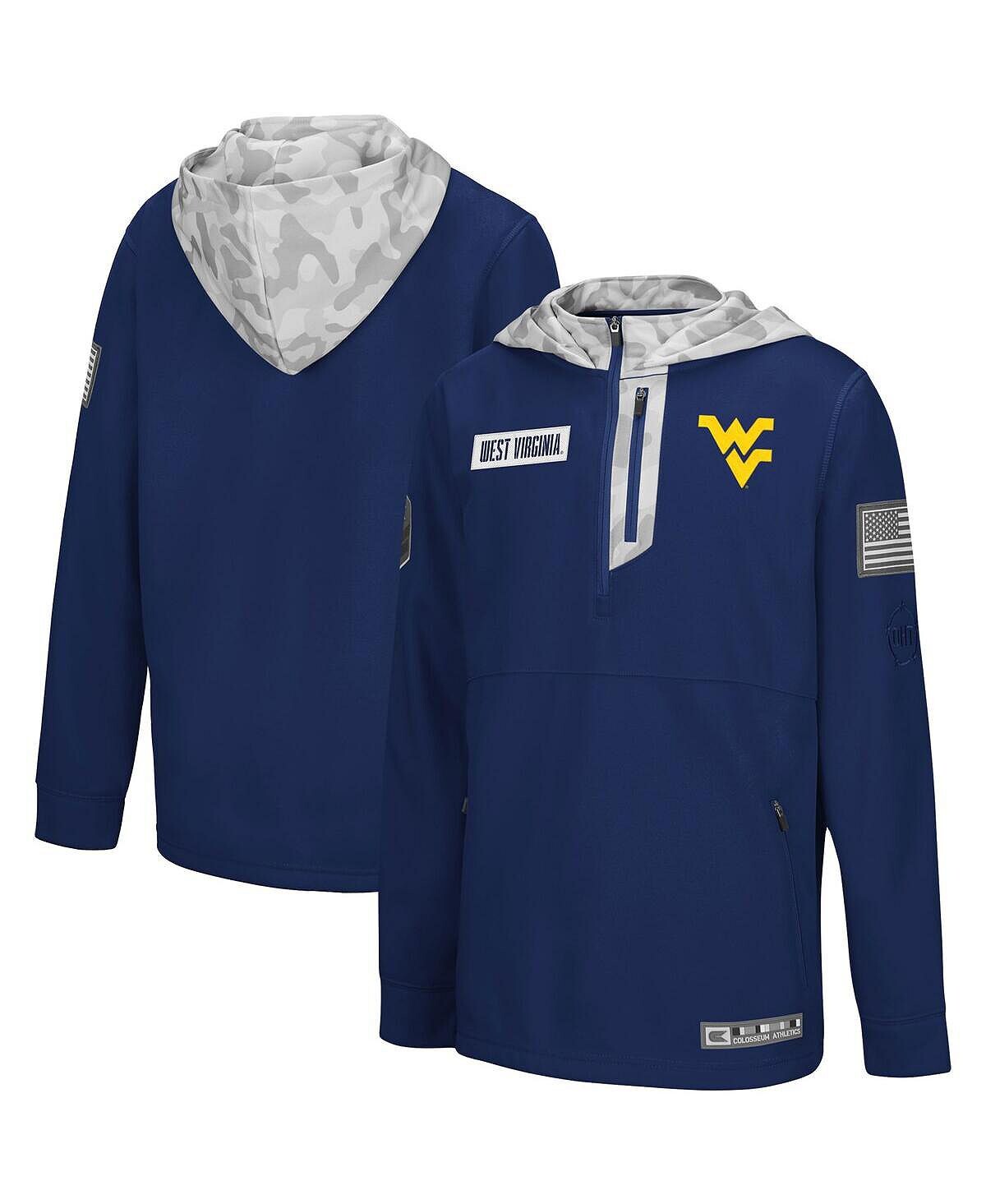

Толстовка Big Boys Navy с арктическим камуфляжем West Virginia Mountaineers OHT в военном стиле с капюшоном и молнией на четверть Colosseum
