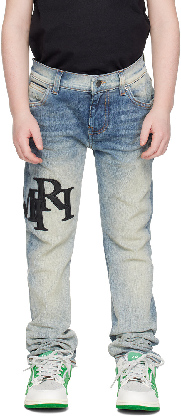 

Детские синие джинсы в шахматном порядке Amiri