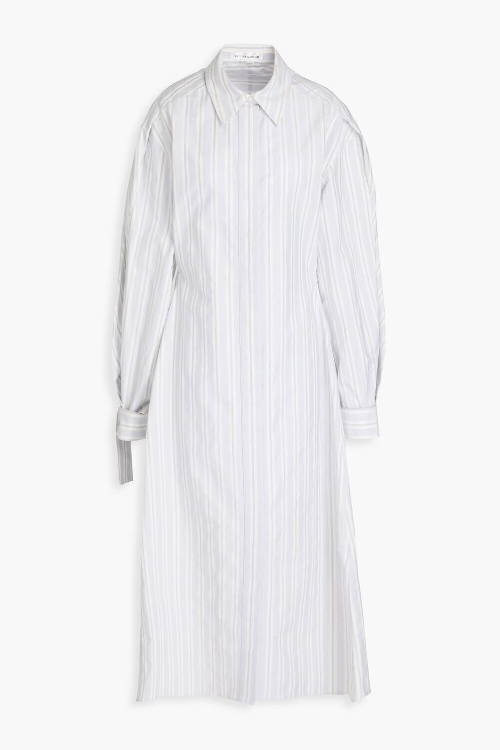 

Полосатое платье-рубашка миди из хлопкового поплина Victoria Beckham, цвет Off-white