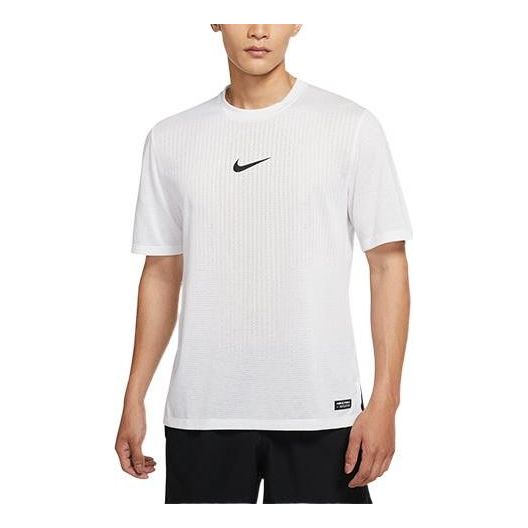 Футболка Men's Nike Pro Dri-FIT Adv Training Sports Quick Dry Solid Color Round Neck Short Sleeve White T-Shirt, мультиколор