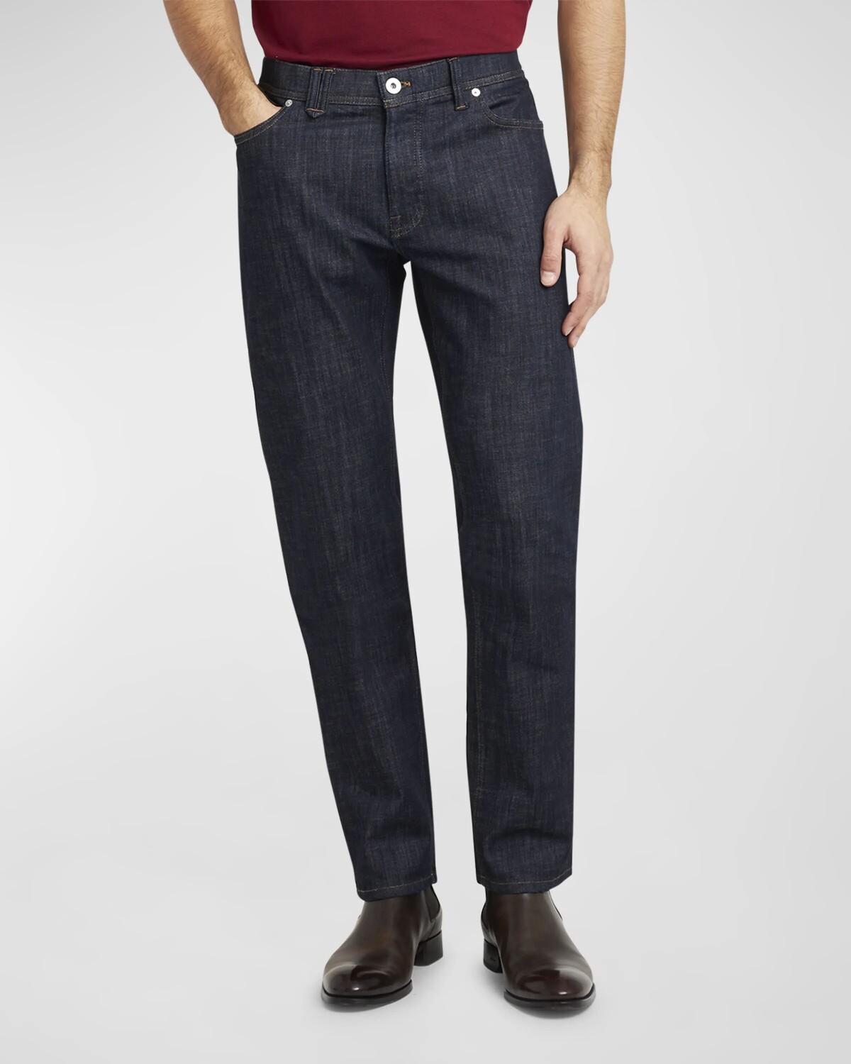 

Мужские темные джинсы прямого кроя Brioni, цвет Midnight B