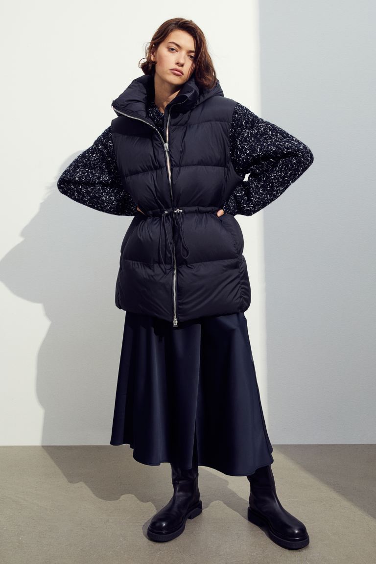 Пуховой жилет H&M новинка зима 2022 женская длинная куртка в корейском стиле с хлопковой подкладкой свободная и толстая стеганая куртка выше колена
