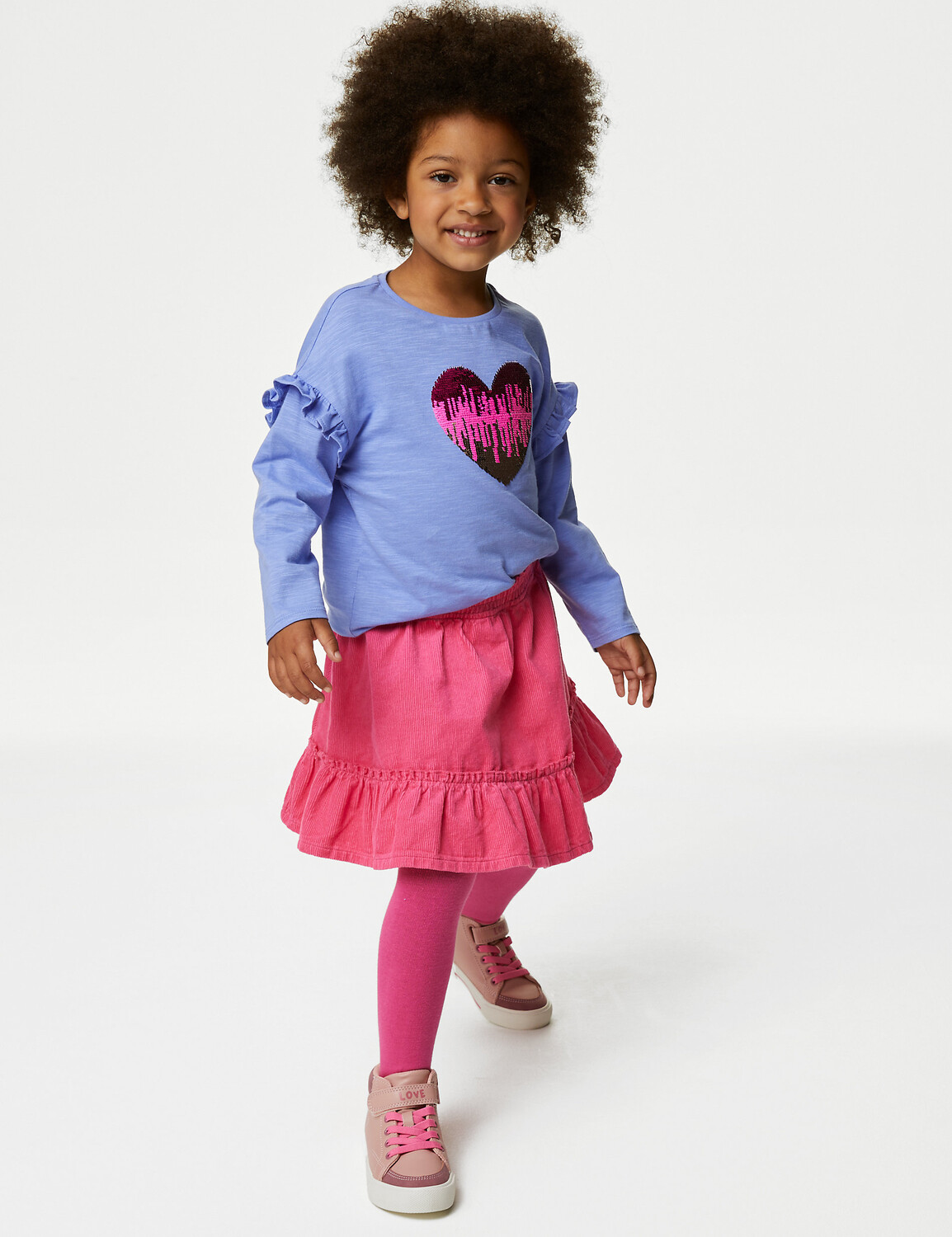 

Комплект из хлопковой юбки и колготок (2–8 лет) Marks & Spencer, розовый