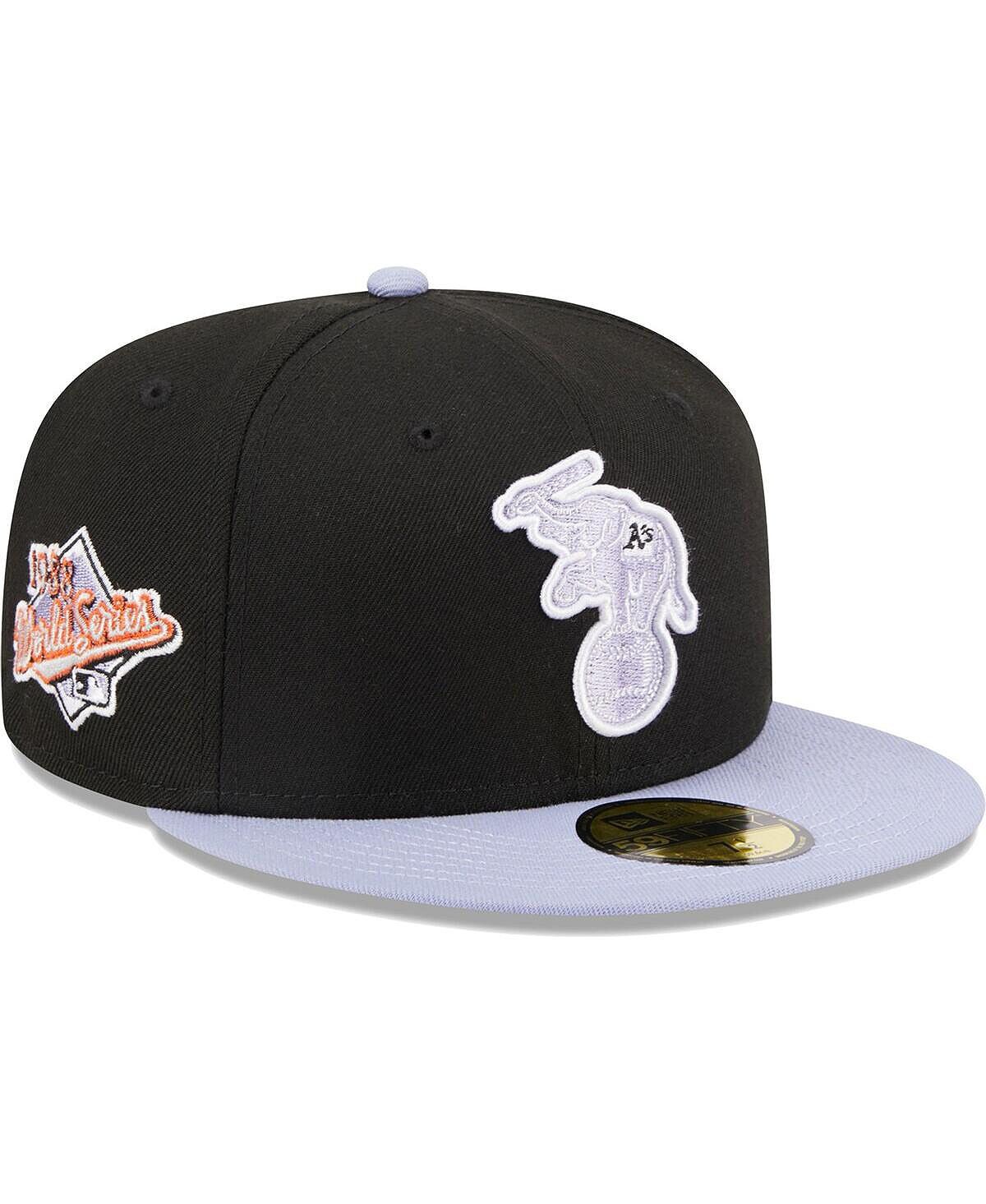 

Мужская черная приталенная кепка Oakland Athletics 59FIFTY с боковой нашивкой New Era