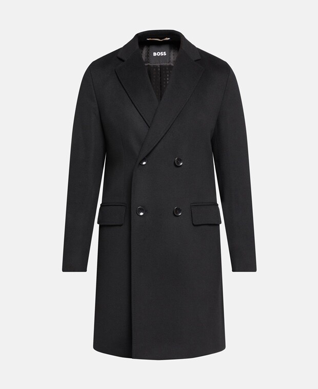

Шерстяное пальто Boss Black, черный