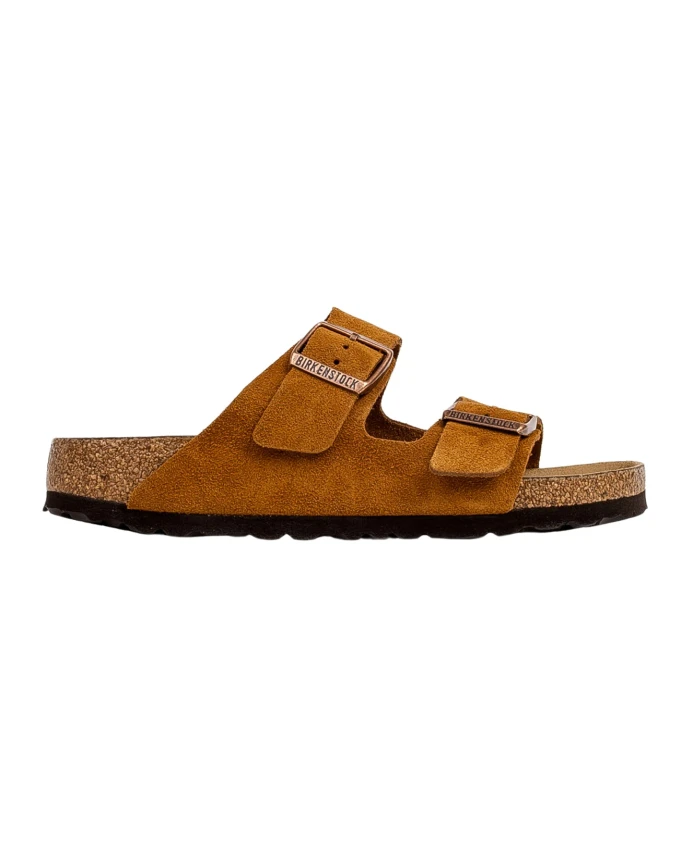 

Сандалии на плоской подошве с медной пряжкой Birkenstock, коричневый