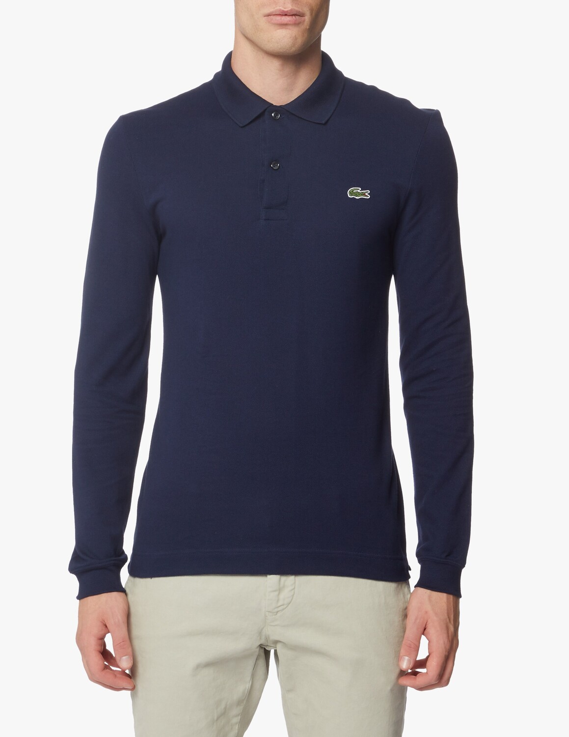 

Рубашка поло узкого кроя с длинными рукавами Lacoste, синий