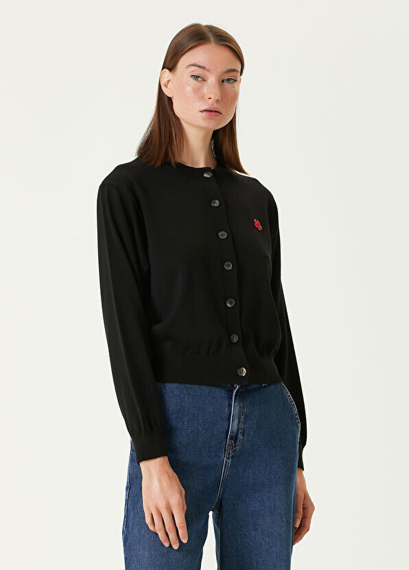 

Шерстяной кардиган с цветочным узором Boke Kenzo, черный