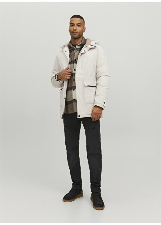 

Бежевое мужское пальто с капюшоном Jack & Jones