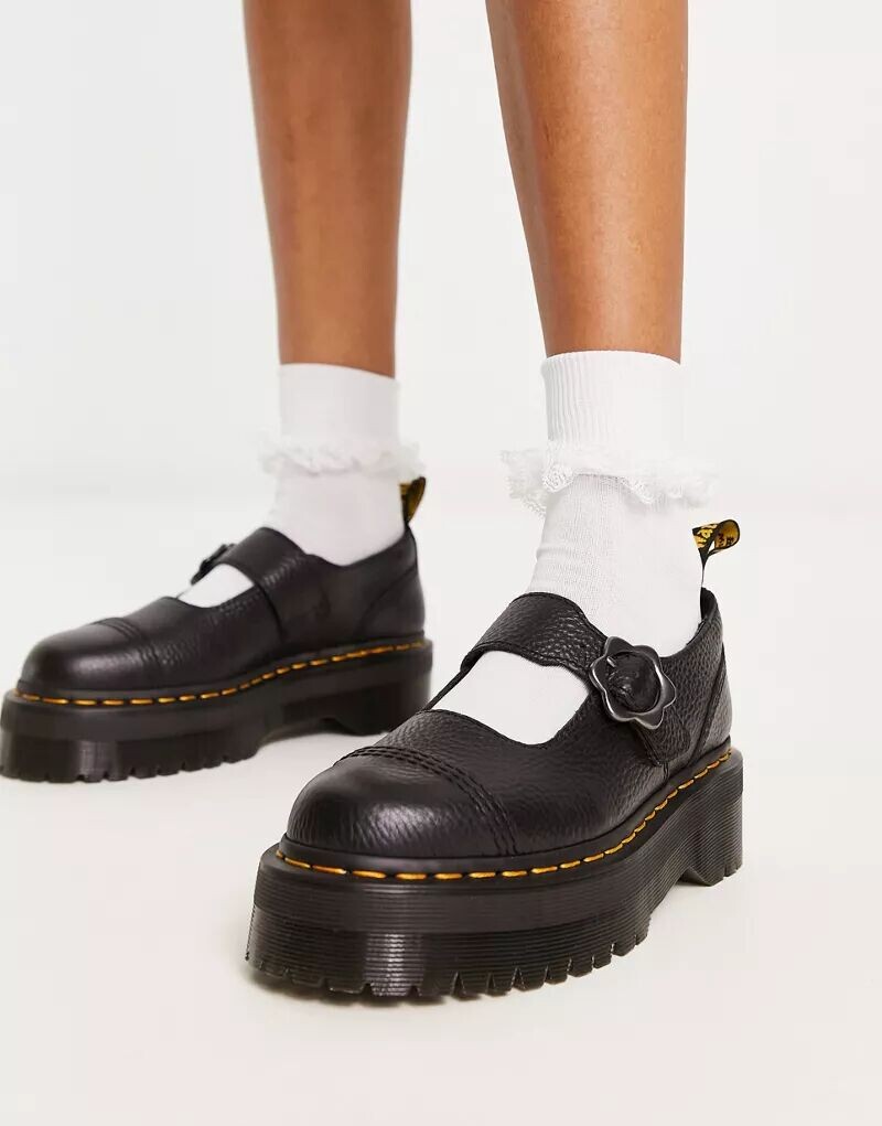 

Черные туфли Мэри Джейн Dr Martens Addina с цветочным узором