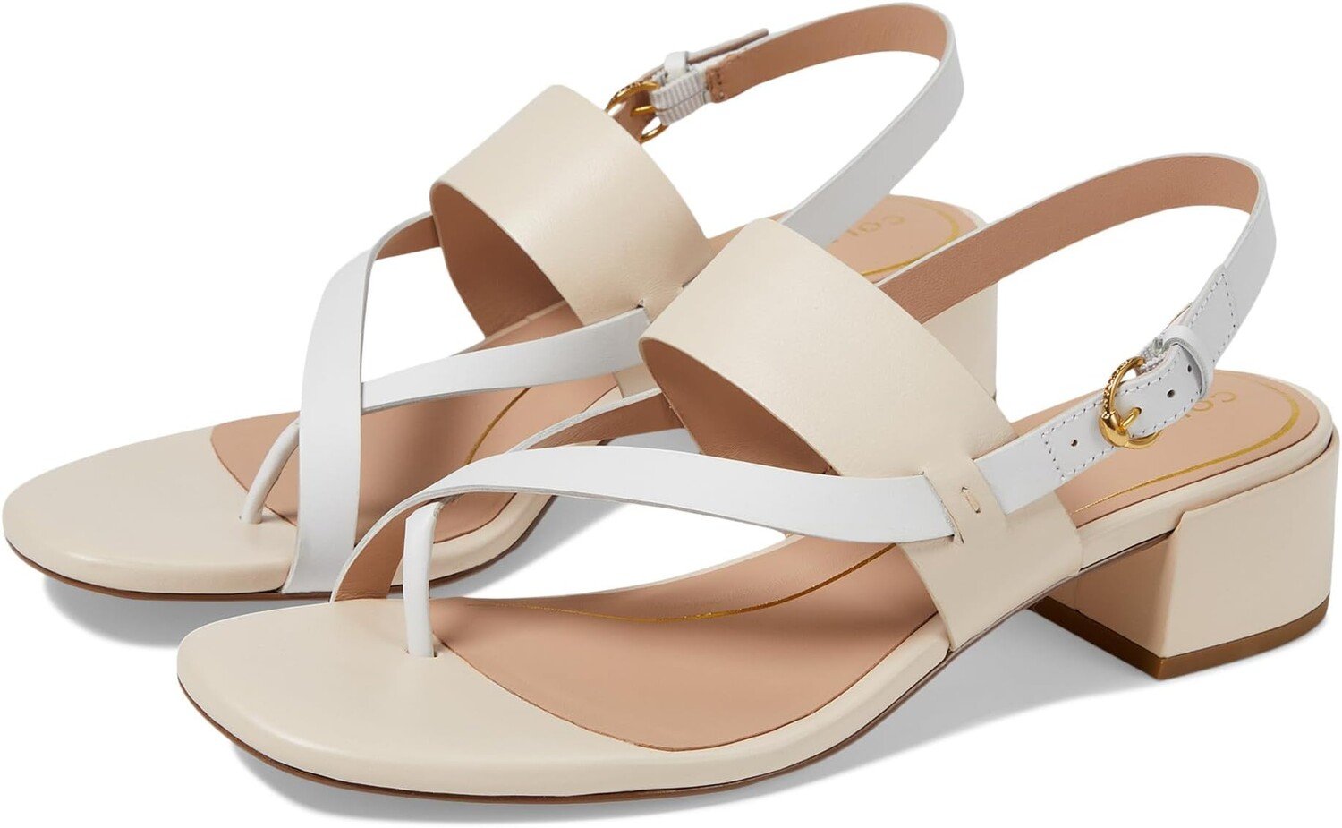

Сандалии Cole Haan Anica Lux Block Heel Sandals, цвет Sandollar Leather/White Leather