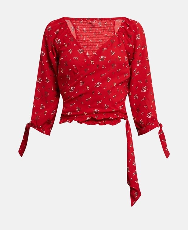 

Топ с длинными рукавами Guess, светло-красный