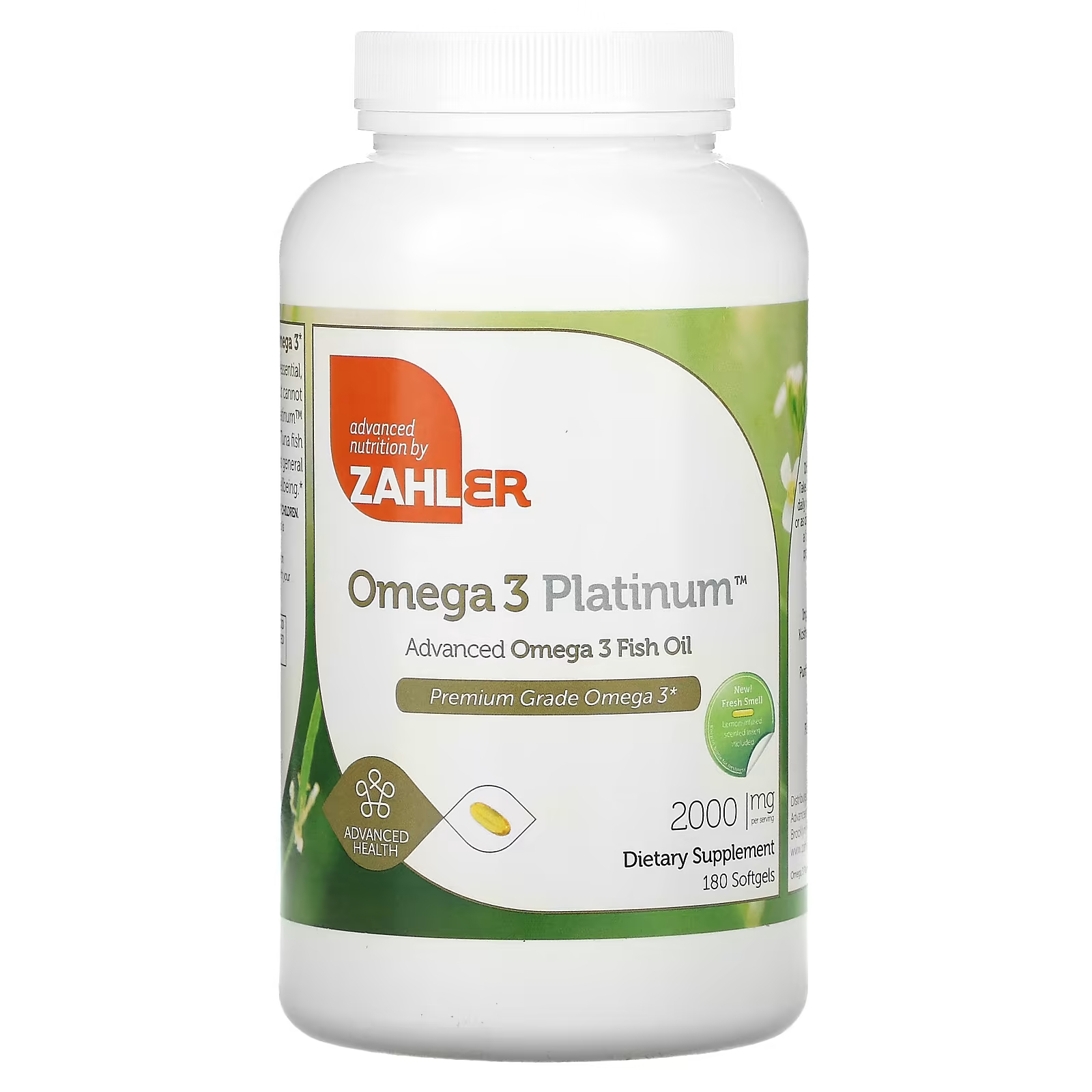 Omega 3 Рыбий жир Zahler Platinum Advanced 2000 мг, 180 мягких таблеток
