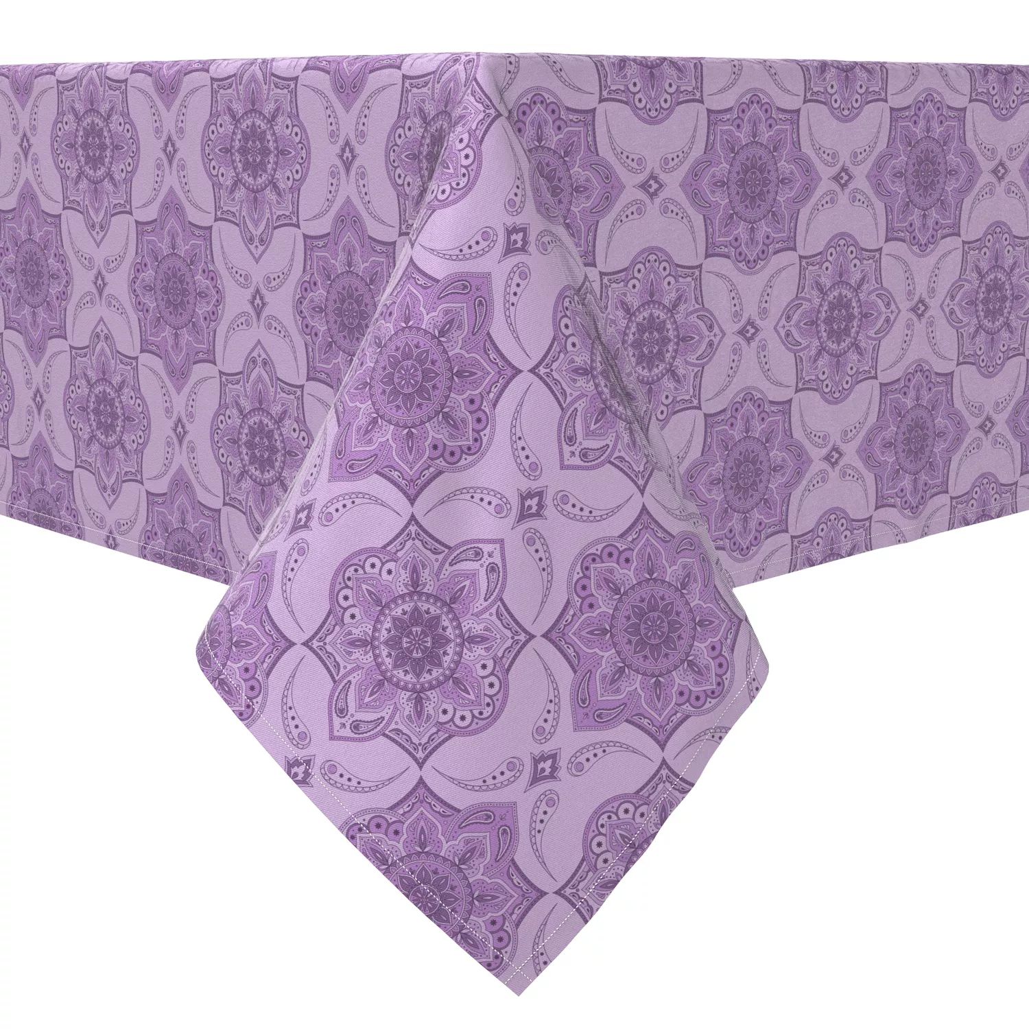 Квадратная скатерть, 100 % хлопок, 60x60 дюймов, фиолетовая дамасская ткань с узором пейсли.