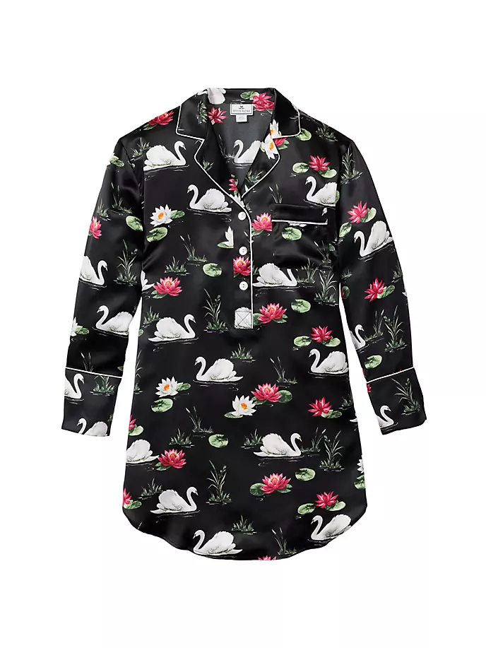 цена Шелковая ночная рубашка «Лебединое озеро» Petite Plume, черный