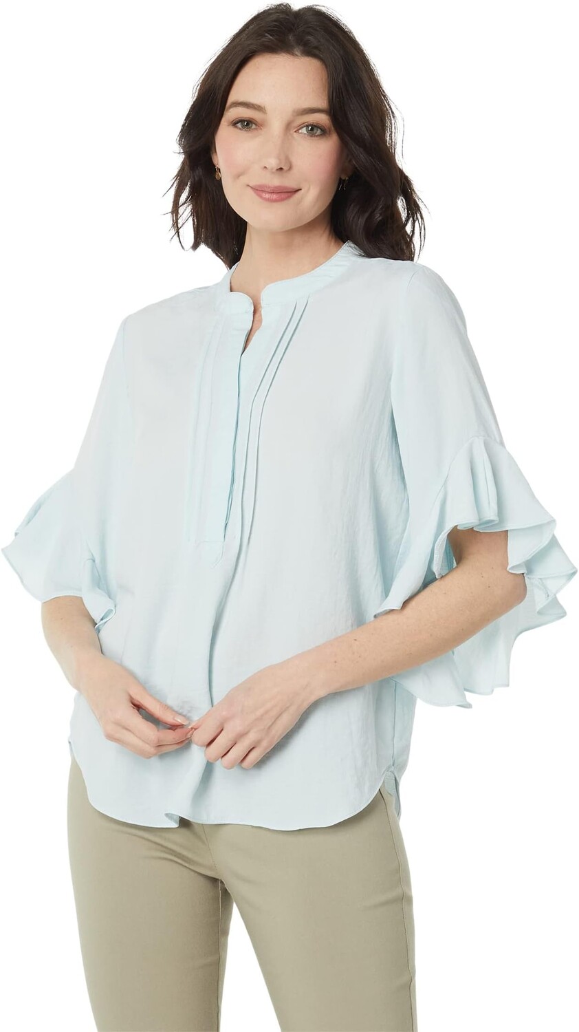 

Блузка на пуговицах с рюшами и рукавами Vince Camuto, цвет Sea Breeze
