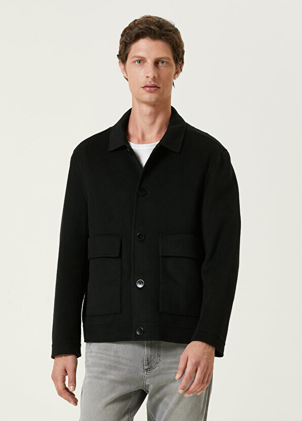 

Черное шерстяное пальто Calvin Klein, Черный