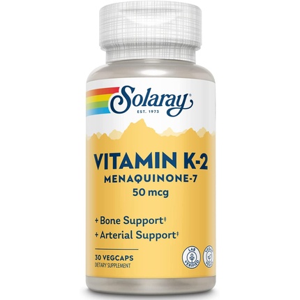 Solaray Витамин К-2 менахинон-7 30 вегетарианских капсул 50 мкг solaray витамин k2 тройной силы действия менахинон 7 150 мкг 30 растительных капсул