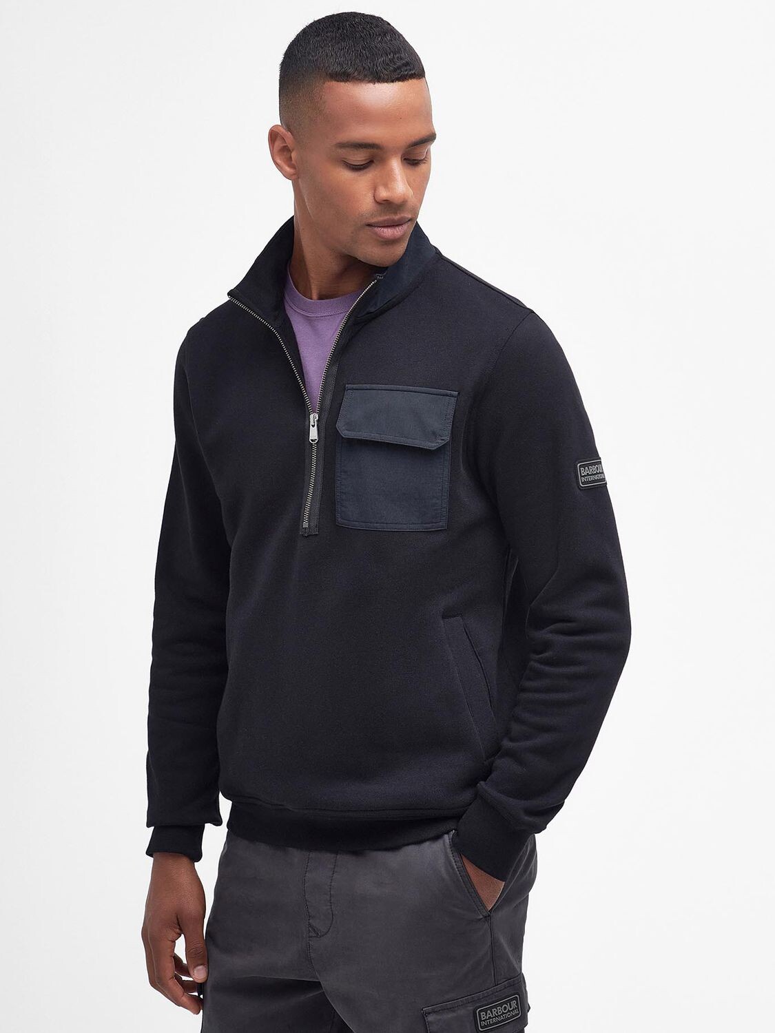 

Международный джемпер с полумолнией Barbour, черный