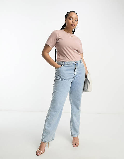 

Фиолетовая узкая футболка с микромонограммой и логотипом Calvin Klein Jeans Plus