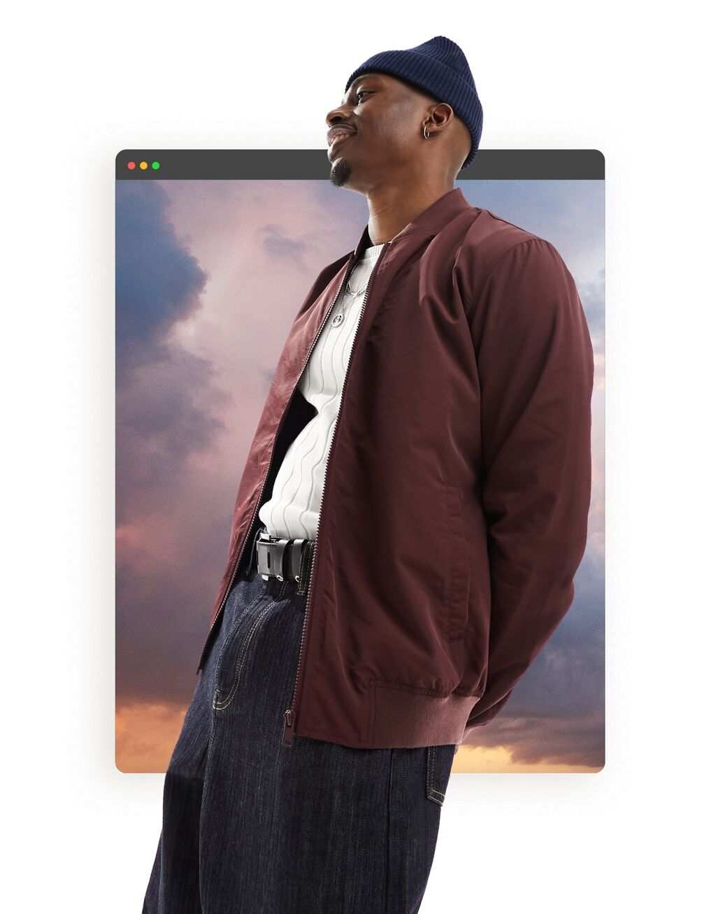 

Бордовый легкий бомбер ASOS DESIGN, Красный
