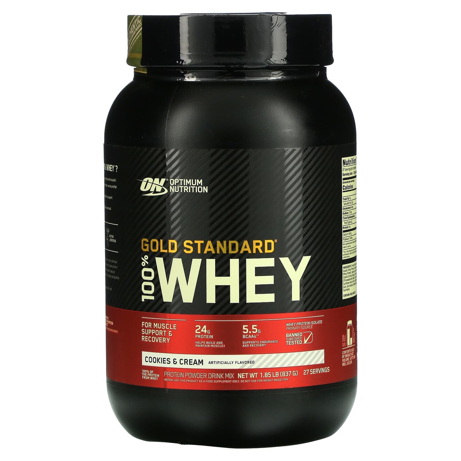 

Gold Standard 100% Whey, сыворотка со вкусом печенья и сливок, 837 г (1,84 фунта), Optimum Nutrition