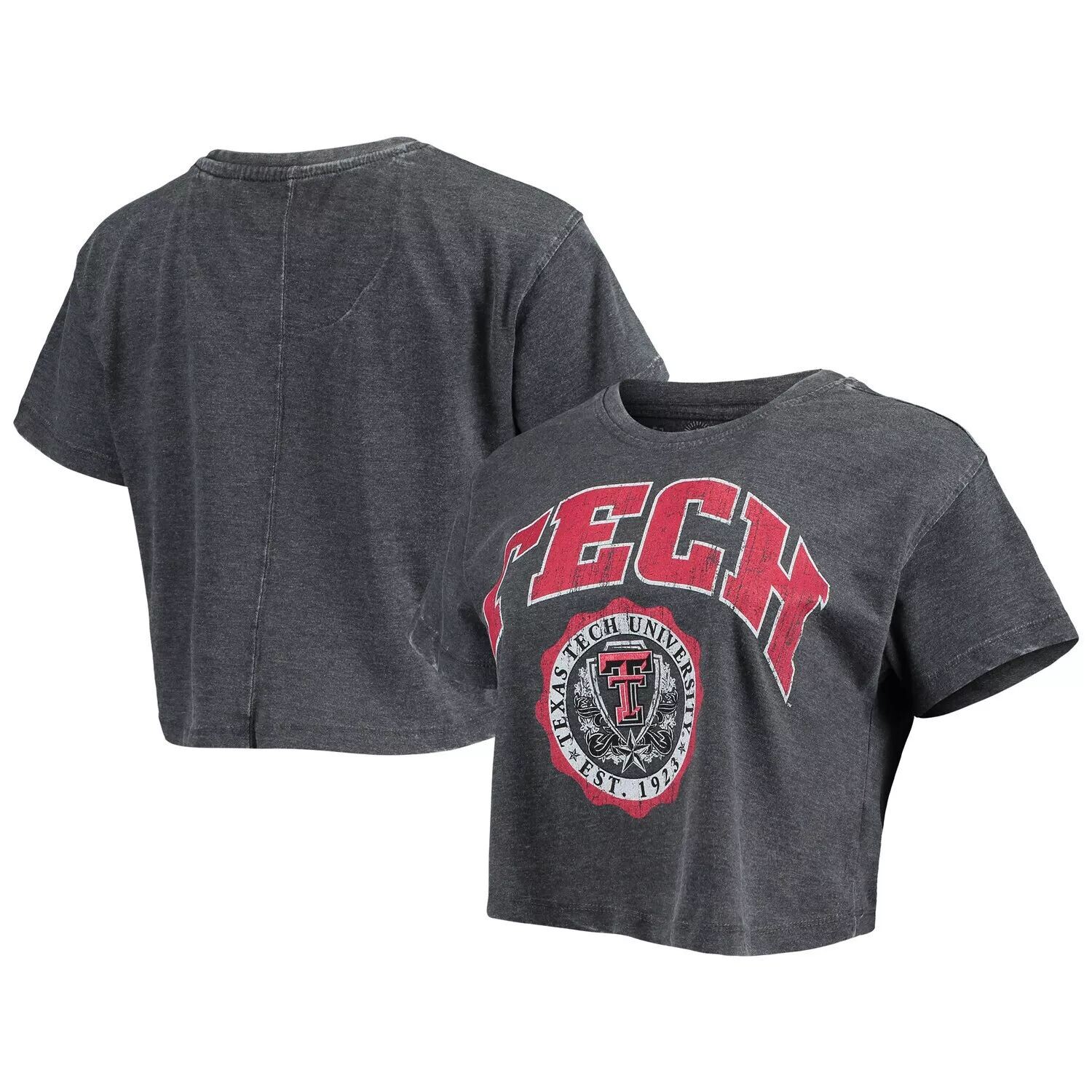 

Женская укороченная футболка Pressbox Black Texas Tech Red Raiders Edith Vintage Burnout