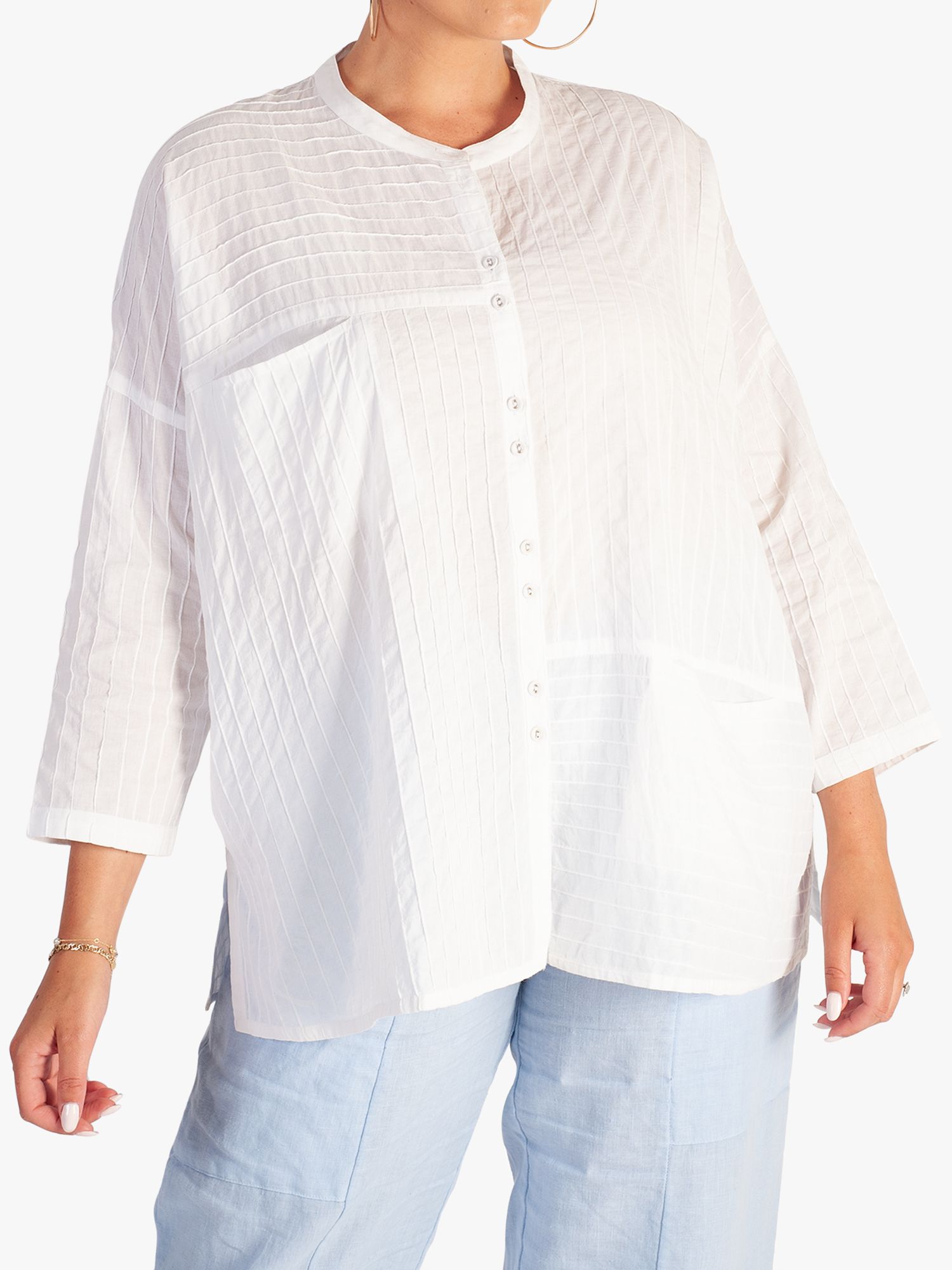 Текстурная рубашка без воротника chesca, белая