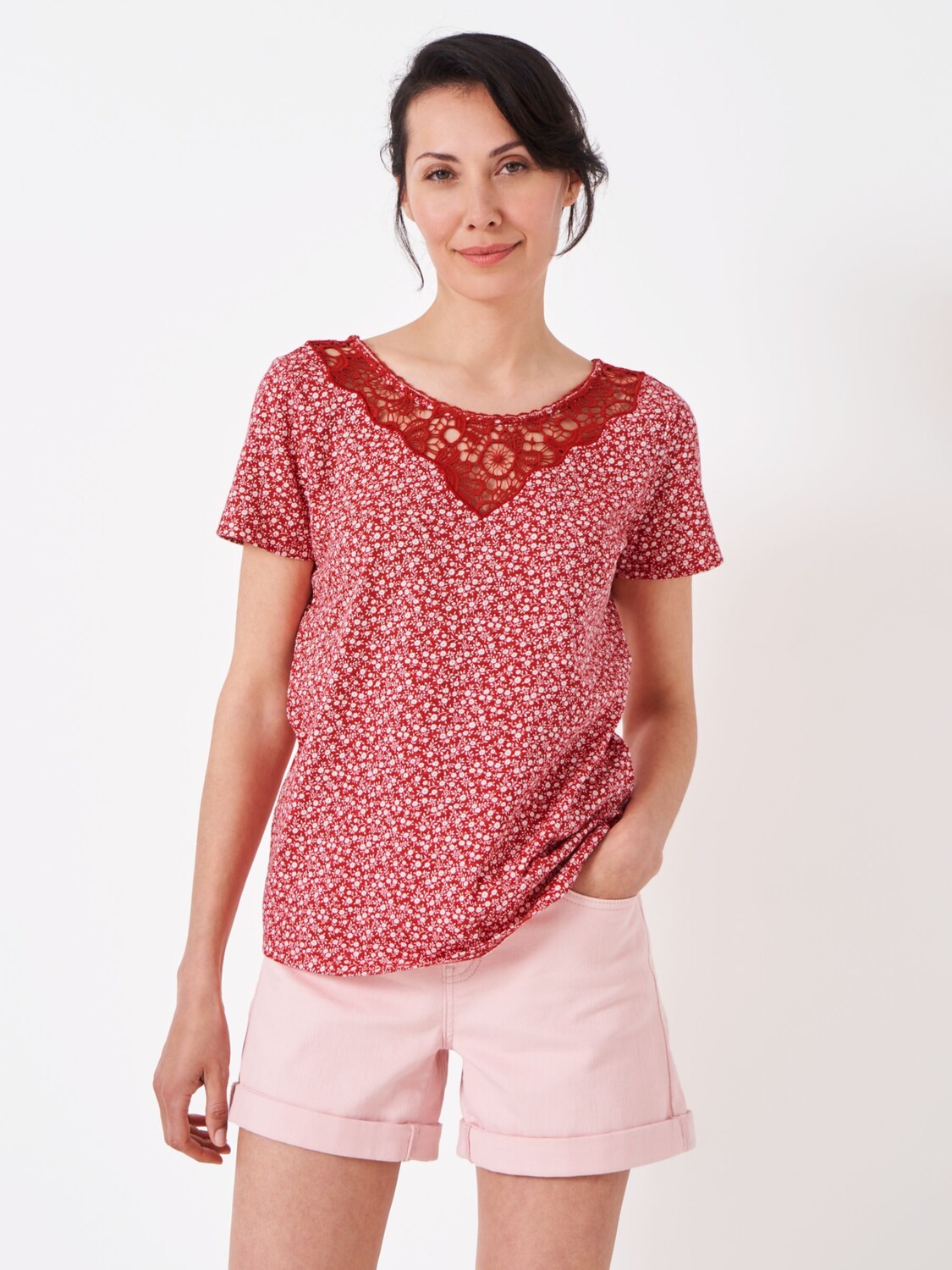 

Crew Clothing Топ Iona с цветочным принтом, ягодно-красный