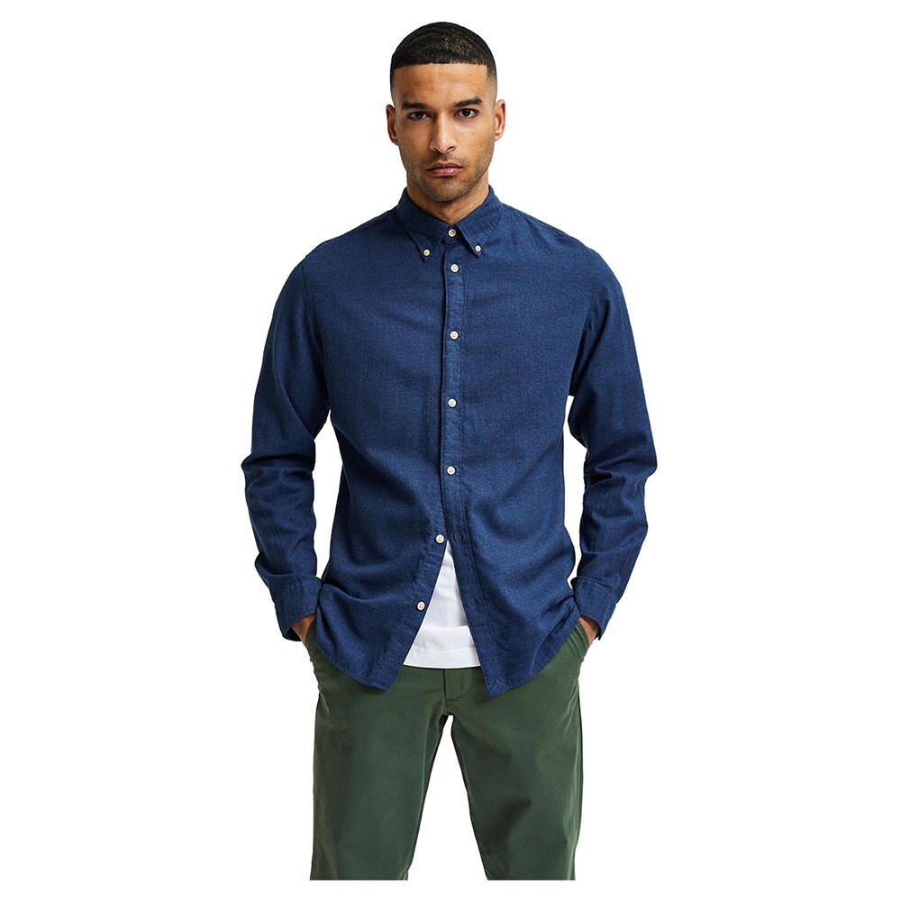 

Рубашка с длинным рукавом Selected Slim Flannel, синий