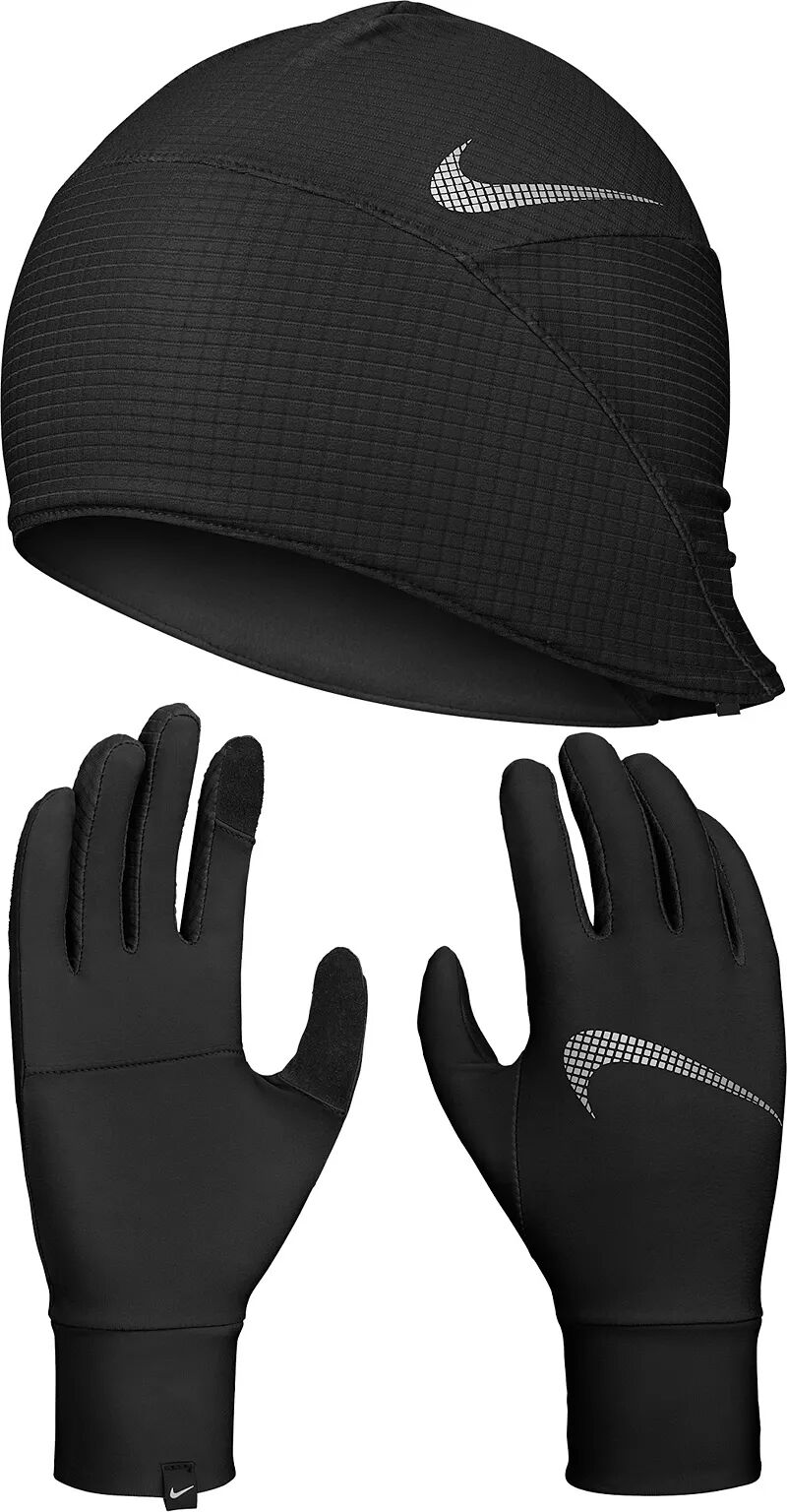 Женский комплект беговой шапки и перчаток Nike Essential, черный